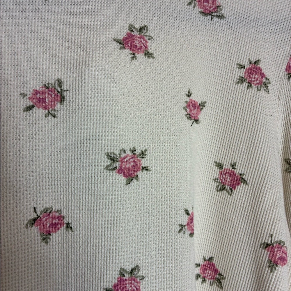 Torrid Floral Vintage Inspired Thermal Crew Puff Sleeve Top Feminine Elegant 3X - Picture 13 of 15